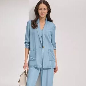 DKNY Chambray One-Button Blazer